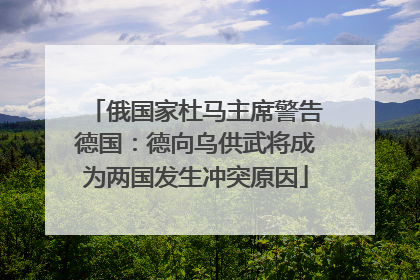俄国家杜马主席警告德国：德向乌供武将成为两国发生冲突原因