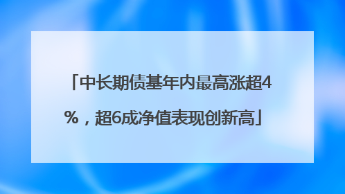 中长期债基年内最高涨超4%，超6成净值表现创新高