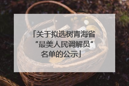 关于拟选树青海省“最美人民调解员” 名单的公示