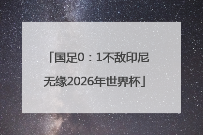 国足0：1不敌印尼 无缘2026年世界杯