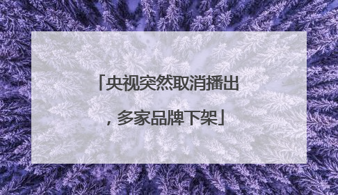 央视突然取消播出，多家品牌下架