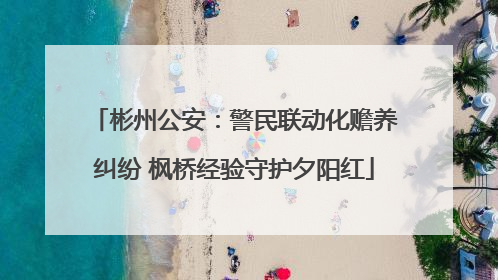 彬州公安：警民联动化赡养纠纷 枫桥经验守护夕阳红