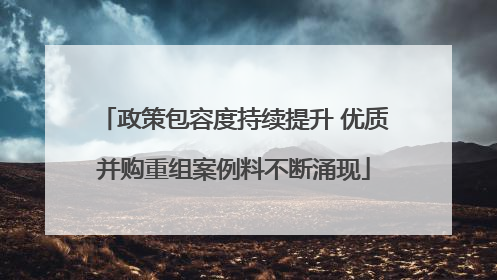 政策包容度持续提升 优质并购重组案例料不断涌现