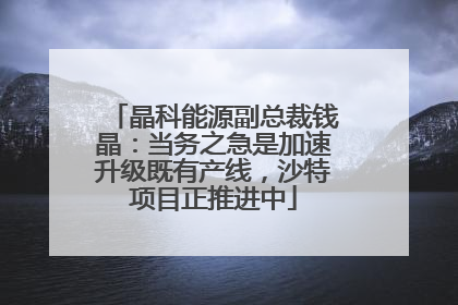 晶科能源副总裁钱晶：当务之急是加速升级既有产线，沙特项目正推进中