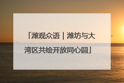 潍观众语｜潍坊与大湾区共绘开放同心圆