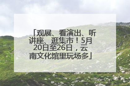 观展、看演出、听讲座、逛集市！5月20日至26日，云南文化馆里玩场多