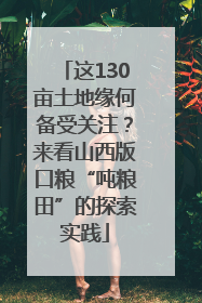 这130亩土地缘何备受关注？来看山西版口粮“吨粮田”的探索实践