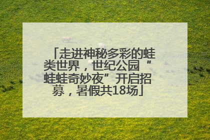 走进神秘多彩的蛙类世界，世纪公园“蛙蛙奇妙夜”开启招募，暑假共18场