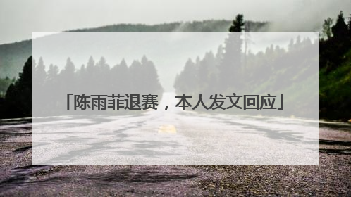 陈雨菲退赛，本人发文回应