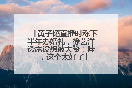 黄子韬直播时称下半年办婚礼，徐艺洋透露设想被大赞：哇，这个太好了