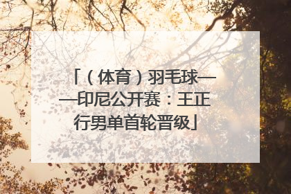 （体育）羽毛球——印尼公开赛：王正行男单首轮晋级