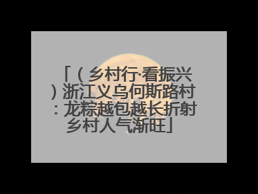 （乡村行·看振兴）浙江义乌何斯路村：龙粽越包越长折射乡村人气渐旺